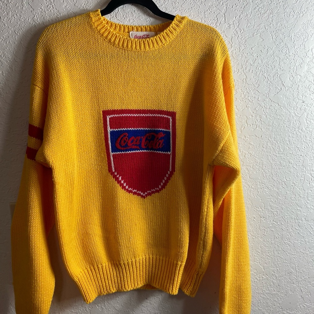 VINTAGE Coca Cola Sweater with Shield Logo Sz L